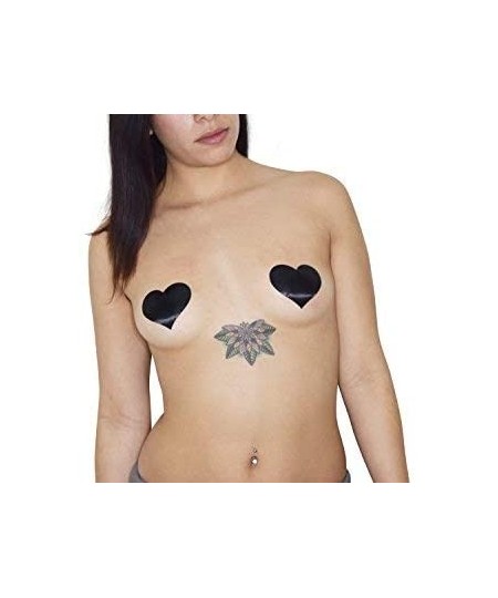 Accessories Festival Disposable Heart Adhesive Satin Nipple Cover Pasties Stickers - Black - C618T0RM2R6