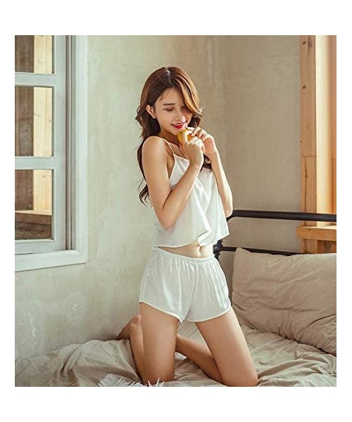 Sets EXPOING Sleepwear Camisole for Women Satin Cami Set with Shorts and Panties Pajama Set Sexy Lingerie - White - CV199QRDGYI