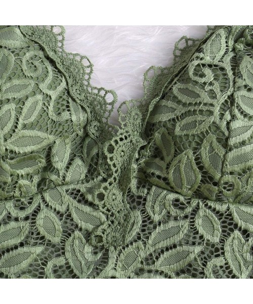 Camisoles & Tanks Sexy Women Lingerie Plus Size Solid Seamless Lace Vest Crop Wireless Bra V-Neck Cami Crop Underwear - Green...