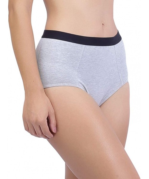 Panties Underwear Women's Cotton Stretch High Waist Full Coverage Briefs 3 Pack - Black / Rose Dust / Heather Grey - CB18AG48773