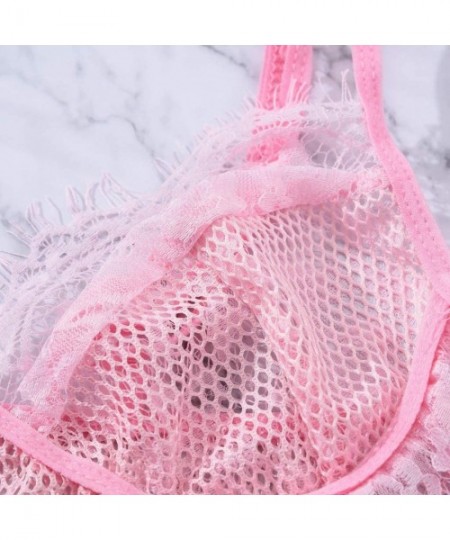 Accessories Sexy Women Vest Crop Lace Wire Free Bra Lingerie V-Neck Underwear Camisole - Pink - CT18W2DXW8O