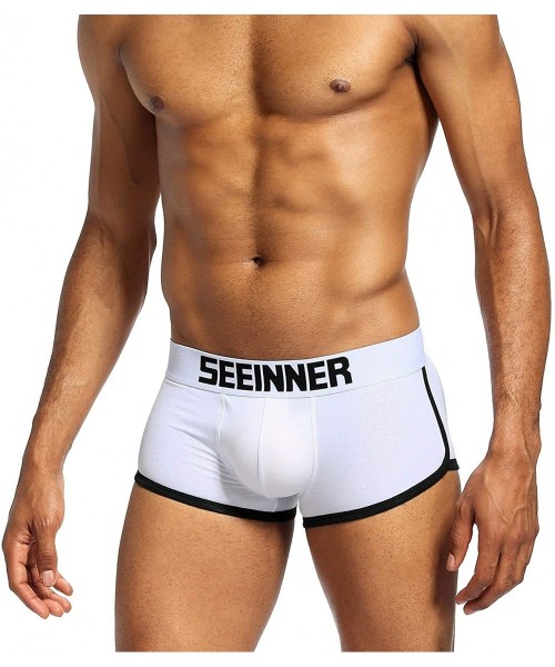 Boxer Briefs Men's Padded Boxer Briefs Enhancing Underwear Butt Lifter Shapewear Boxers Hip-up Trunk - Ak9091-white - CS19D0L...