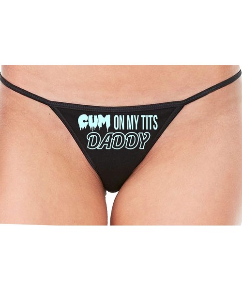 Panties Cum On My Tits Daddy Cum Play Cum Slut Black String Thong - Baby Blue - CF195D2TE4C
