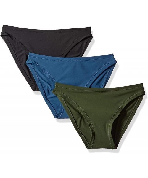 Panties Women's 3 Pack Perfect FIT Bikini Underwear - Fashion/Jet Black- Duffle Green- Dark Denim - CW18HQD4H6T