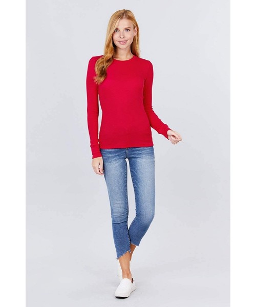 Thermal Underwear Women's Long Sleeve Crewneck Thermal top Shirt Basic Comfortable - Red - CI18YQIN8U7