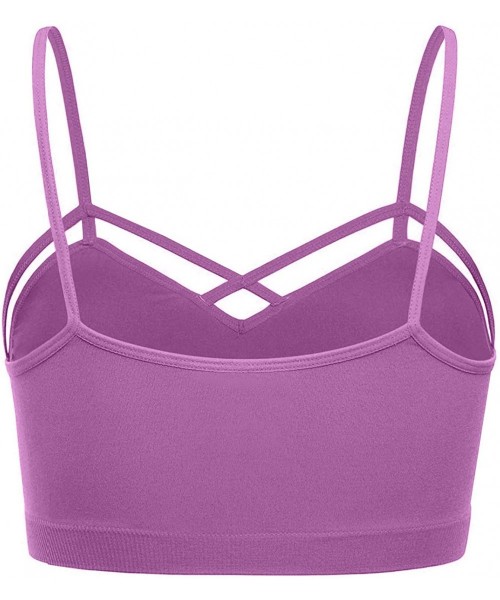 Bras Womens Stretchy Comfy Criss Cross Front Detailed Bralette with Detachable Bra Pad - Dkmauve - CW18N8GASQO