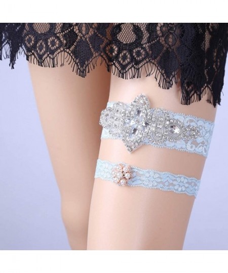 Garters & Garter Belts Rhinestone Lace Bridal Garter Prom Party Wedding Garters for Bride 2019 - A-ivory - CR18EZ3XD76