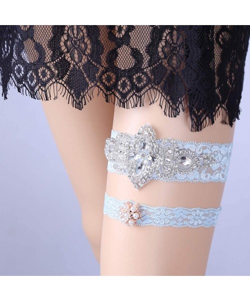 Garters & Garter Belts Rhinestone Lace Bridal Garter Prom Party Wedding Garters for Bride 2019 - A-ivory - CR18EZ3XD76