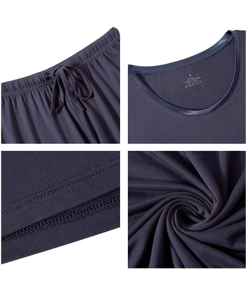 Sets Womens Modal Pajama Set Comfy Sleepwear Top with Capri Pants Pjs Petite Plus Size- Black- Small - B-dark Grey - CB1943MOKRK