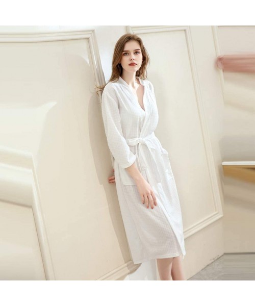 Robes Couple's Kimono Robe Spa Bathrobe Set - Unisex Lounge Robes for Family Men/Women Luxurious Plush with Pockets - White-w...
