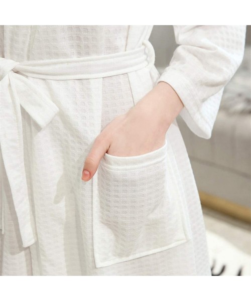Robes Couple's Kimono Robe Spa Bathrobe Set - Unisex Lounge Robes for Family Men/Women Luxurious Plush with Pockets - White-w...