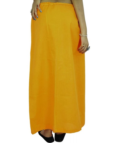 Slips Bollywood Indian Cotton Solid Underskirt Petticoat Lining for Sari - Yellow - CI123470GID