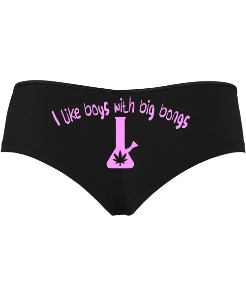 Panties I Like Boys with Big Bongs Pot Weed Black Boyshort Panties - Bubble Gum Pink - CA195GOW3Q4
