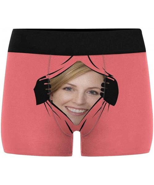 Boxer Briefs Custom Face Men's Boxer Briefs Underwear Shorts Underpants with Photo Tear Open Pink - Multi 1 - CC197ZIS386