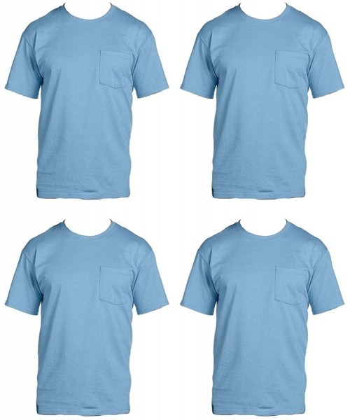 Undershirts Men's 4-Pack Pocket Crew-Neck T-Shirt - Colors May Vary - Light Blue - CW12F8NUBEF