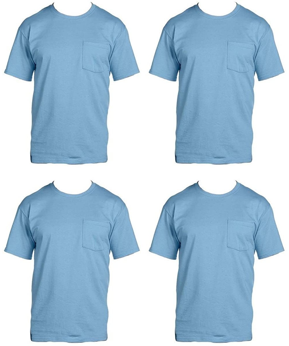 Undershirts Men's 4-Pack Pocket Crew-Neck T-Shirt - Colors May Vary - Light Blue - CW12F8NUBEF
