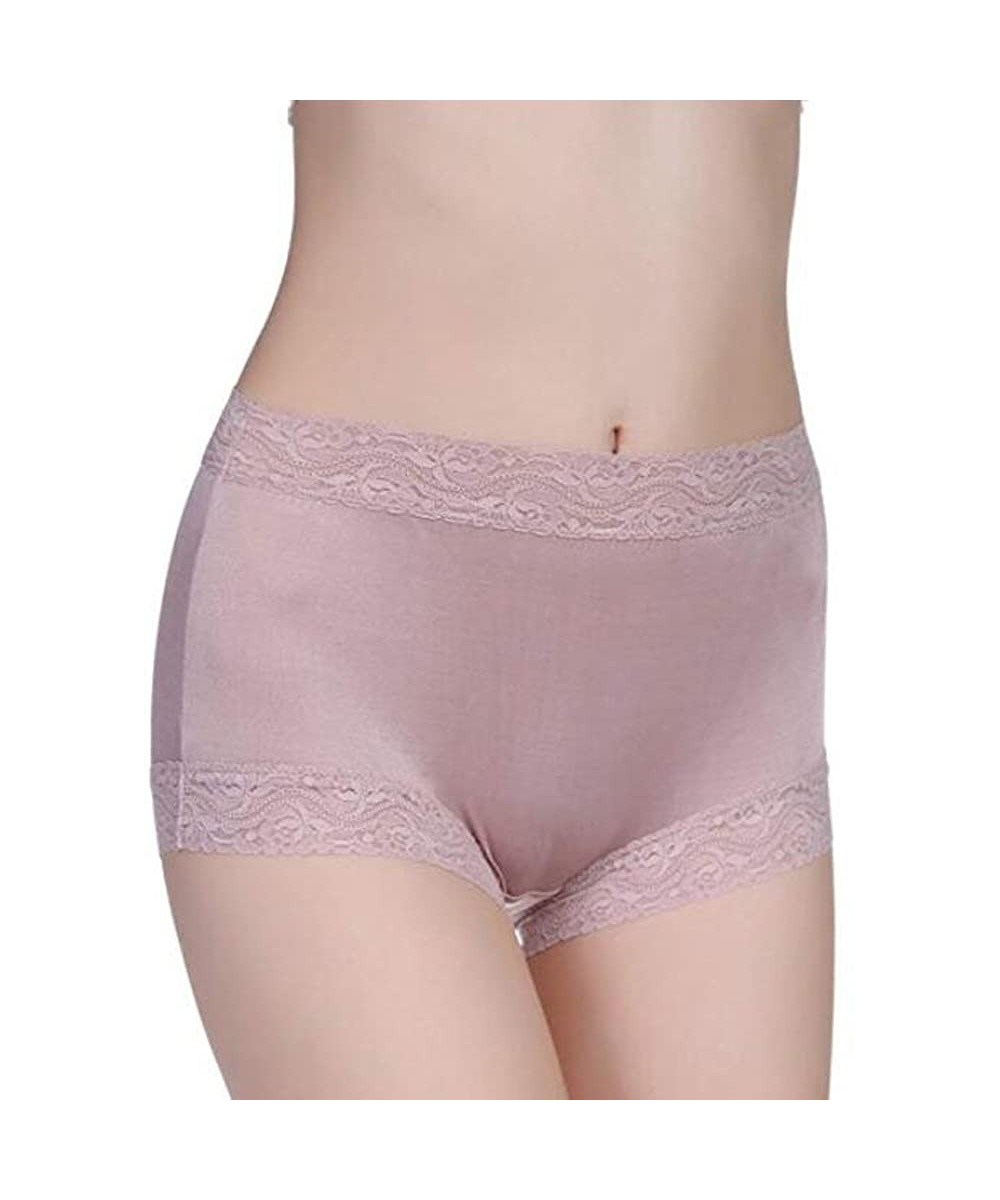 Panties 100% Silk Women's Middle-Rise Silk Brief with Lace Edge Seamless Supersoft Comfort Panties Solid Color - Palemauve - ...