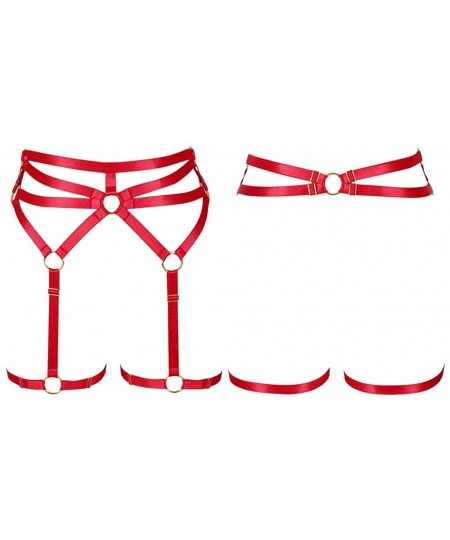 Garters & Garter Belts Women's Body Harness Punk Garter Leg Belt Lingerie Thigh Stockings Gothic Carnival Accessories - Red -...
