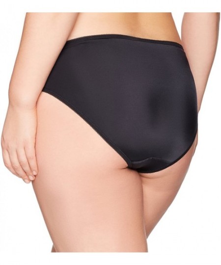 Panties Women's Plus Size Soft Microfiber Panty with Picot Trim- 3 Pack - Black/White/Café Au Lait - C0186N9X0SS