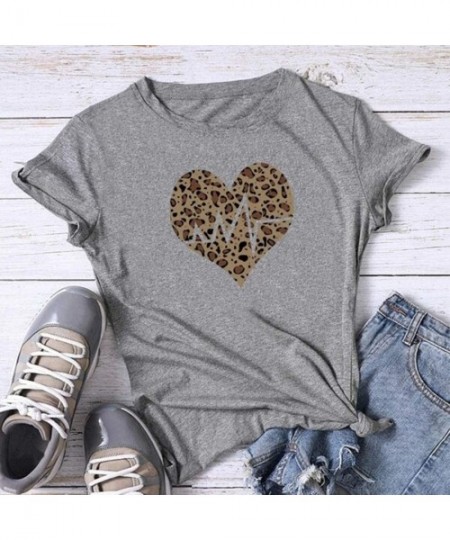 Thermal Underwear Women's Valentine Shirt- Adeliberr Heart-Shaped Cute Graphic Print Shirt Shirt T-Shirt Short Sleeve - H-gra...