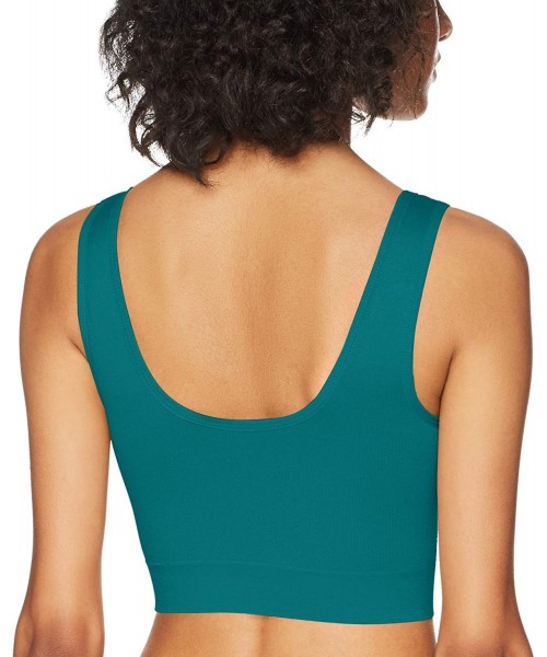 Bras Women's Double Layer Seamless Bra with Lace Inset - Emerald - CQ18LLSOTIL