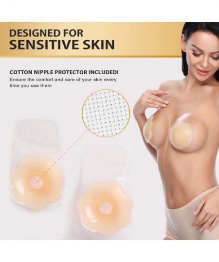 Accessories Sticky Bra Push Up Lift Nipple Covers Adhesive Strapless Invisible Backless Bras Reusable for Women - Beige - CK1...