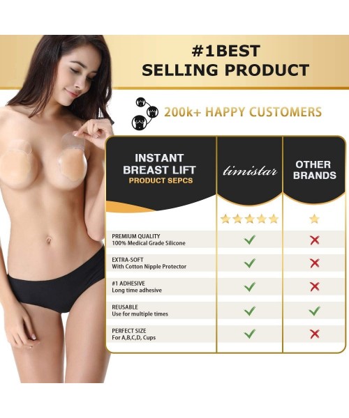Accessories Sticky Bra Push Up Lift Nipple Covers Adhesive Strapless Invisible Backless Bras Reusable for Women - Beige - CK1...
