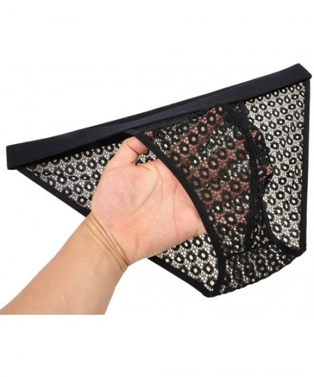 Briefs Men's Lace Briefs Underwear Sissy Sexy Bikini Briefs Open Side Cheeky Underpants - Black - CW194SSSHQG