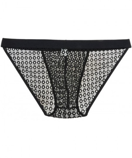 Briefs Men's Lace Briefs Underwear Sissy Sexy Bikini Briefs Open Side Cheeky Underpants - Black - CW194SSSHQG