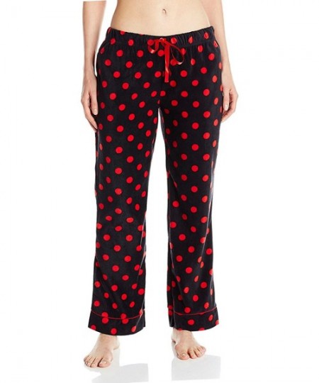Bottoms Women's Plush Micro-Fleece Pajama Pants - Black Dot - C712JEYL5PD