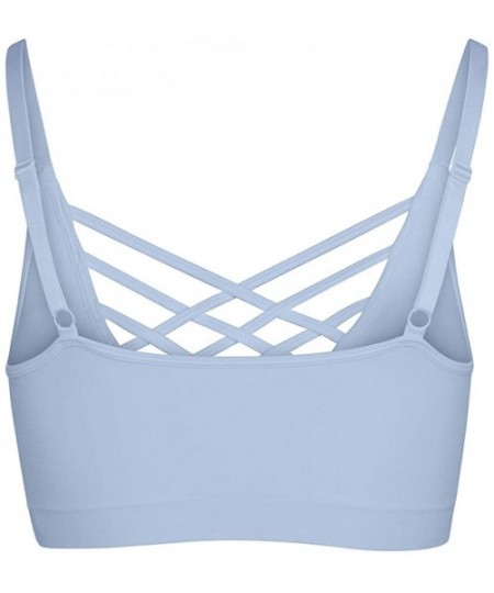 Camisoles & Tanks Crisscross Seamless Padded Bralette - Caged Cami Top with Removable Pads Regular to Plus Size - 009_ashblue...