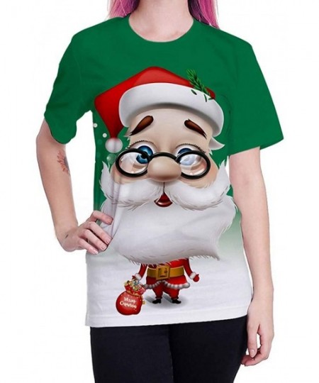Baby Dolls & Chemises Unisex Christmas Shirts Round Neck Short Sleeve T-Shirt Santa Claus Print Blouse Top for Men Women - Gr...