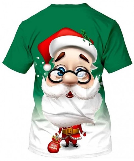 Baby Dolls & Chemises Unisex Christmas Shirts Round Neck Short Sleeve T-Shirt Santa Claus Print Blouse Top for Men Women - Gr...