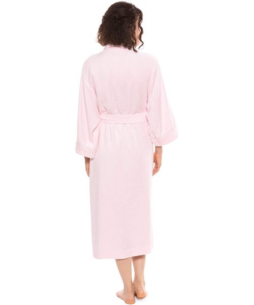 Robes Women's Luxury Terry Cloth Bathrobe - Bamboo Viscose Robe (Ecovaganza) - Barely Pink - CM11LUKNFO9