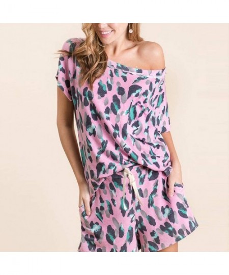 Sets Tie-Dye Women's Cotton Sleepwear Shorts Tank Pajamas Lounge wear 2020 Leopard Tops Shorts PJ Set Nightwear Tigivemen - P...