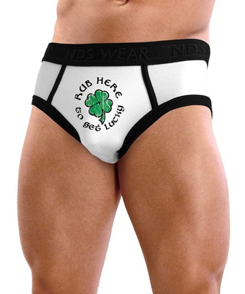 Briefs St. Patrick's Day Mens Pouch Briefs - Choose from Many Fun Designs! - Rub-here-to-get-lucky White - CV11JL3J131