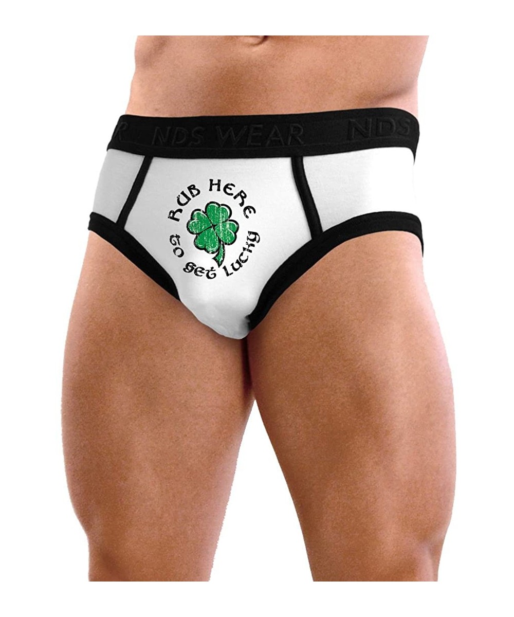 Briefs St. Patrick's Day Mens Pouch Briefs - Choose from Many Fun Designs! - Rub-here-to-get-lucky White - CV11JL3J131
