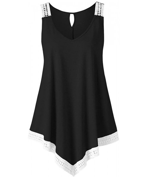 Tops Women's Summer Feather Print Long Vest Fashion Women's Shirt T-Shirt Vest for Women - D-black - CJ194T96TN4
