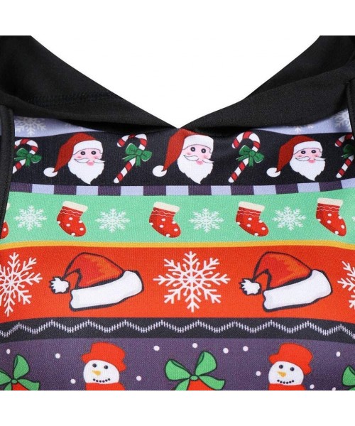 Baby Dolls & Chemises Womens Casual Long Sleeve Hooded Christmas Cartoon Pattern Printed Lightweight Pullover Sweatshirt - Re...