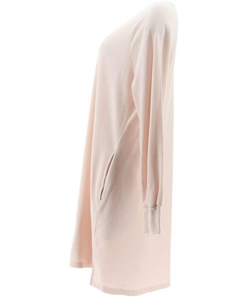 Nightgowns & Sleepshirts Loungewear Cozy Knit Waffle V-Neck Dress A297311 - Soft Blush - CO1939N3LNR