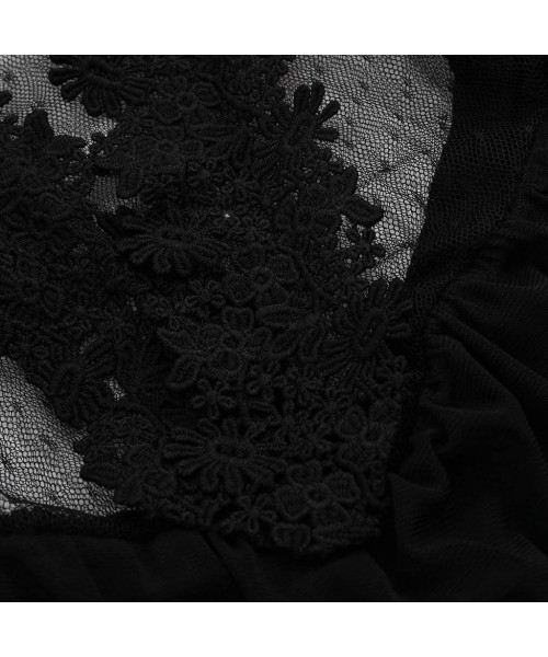 Accessories Women Sexy Lace Mesh One Piece Lingerie Bodysuit Underwear Sleepwear - Black - C2197Q0SH2D