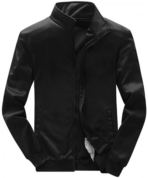 Robes Men's Casual Tracksuit Long Sleeve Full-Zip Running Jogging Sports Jacket and Pants - Black B - CL1940LMY96