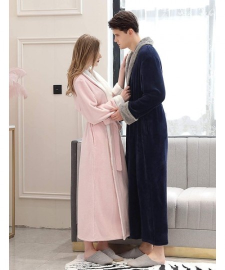 Robes Womens Loungewear Long Wrap Kimono Plush Fleece Robes Cosy Nightwear Bathrobes - 1618- Pink - C718UUXCU7O
