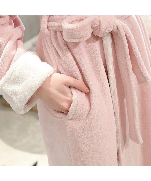 Robes Womens Loungewear Long Wrap Kimono Plush Fleece Robes Cosy Nightwear Bathrobes - 1618- Pink - C718UUXCU7O