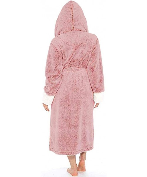 Robes Men's Plush Shawl Bathrobe Home Clothes-Winter Lengthened Long Sleeved Robe Coat - Plush Bathrobe-pink - CB192WMZ58W