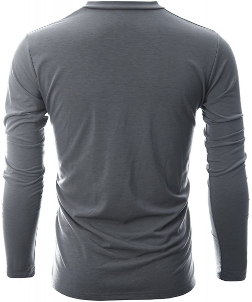 Thermal Underwear Mens Slim Fit Soft Cotton Long Sleeve Lightweight Thermal V-Neck T-Shirt - Dcp043-grey - C018C7207WC