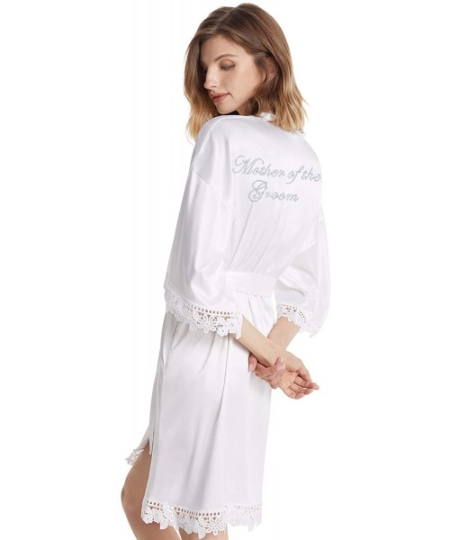 Robes Silky Brides Bridesmaids Robes Lightweight Kimono Sleepwear Bathrobes for Wedding Party White Mother of the Groom - CA1...