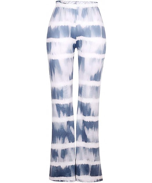 Bottoms Womens Pajama Pants Wide Leg Sleepwear Casual Loose Lounge PJ Bottoms - Blue - C919DINMQ5L