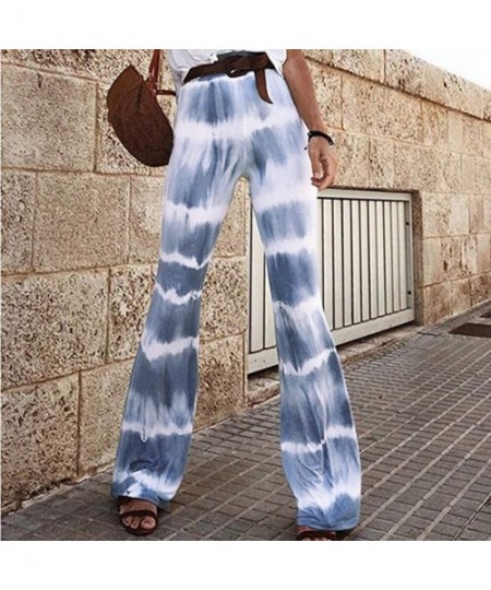 Bottoms Womens Pajama Pants Wide Leg Sleepwear Casual Loose Lounge PJ Bottoms - Blue - C919DINMQ5L