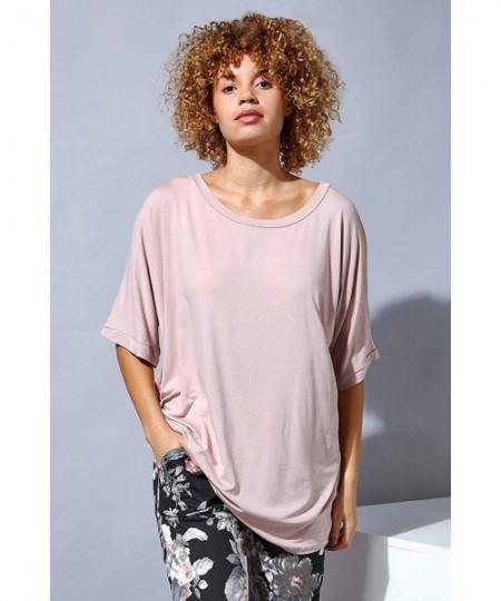 Tops Women Plain Short Sleeve Lounge T-Shirt - Light-pink - C219DG2UY5W